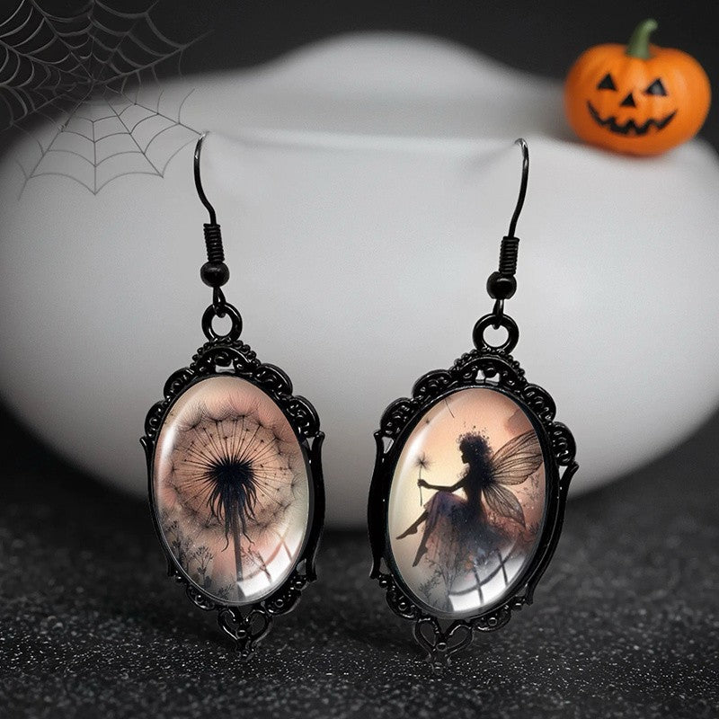 Dandelion Fairy Oval Earrings