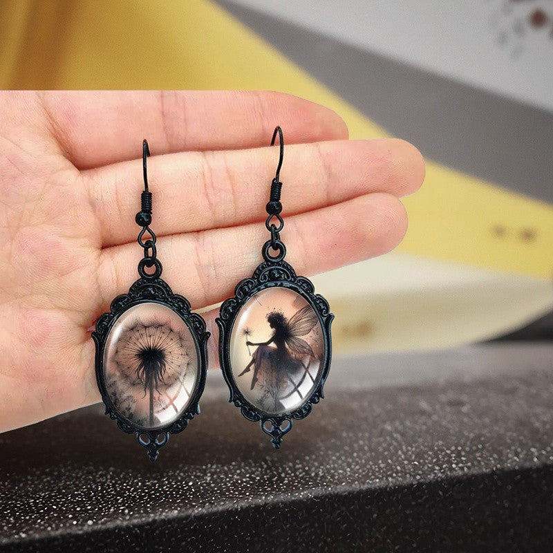 Dandelion Fairy Oval Earrings
