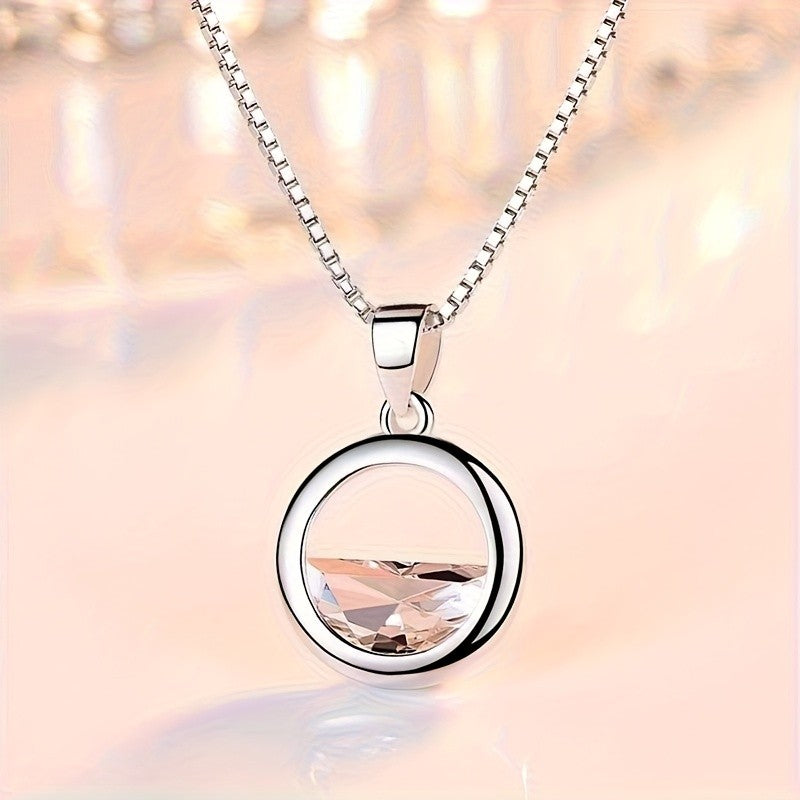 Crystal Horizon Circle Pendant Necklace