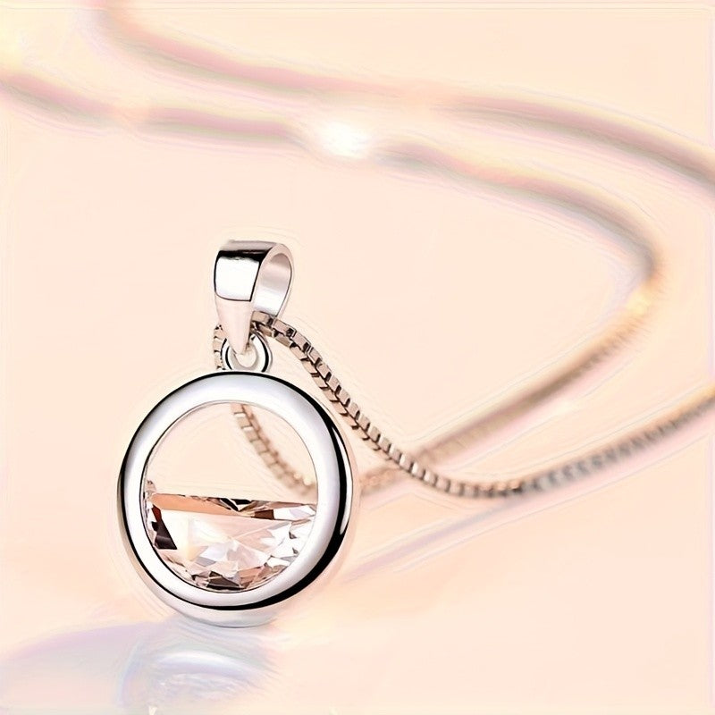 Crystal Horizon Circle Pendant Necklace