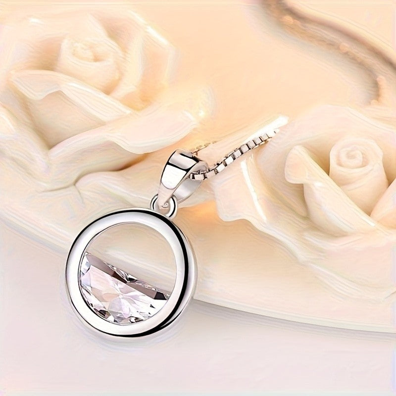 Crystal Horizon Circle Pendant Necklace