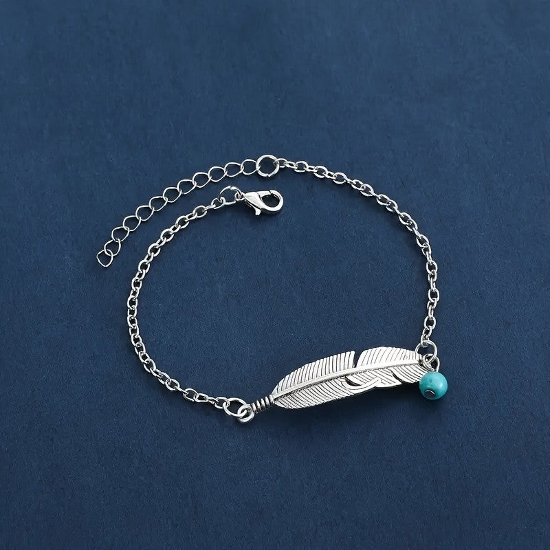 Feather Turquoise Anklet
