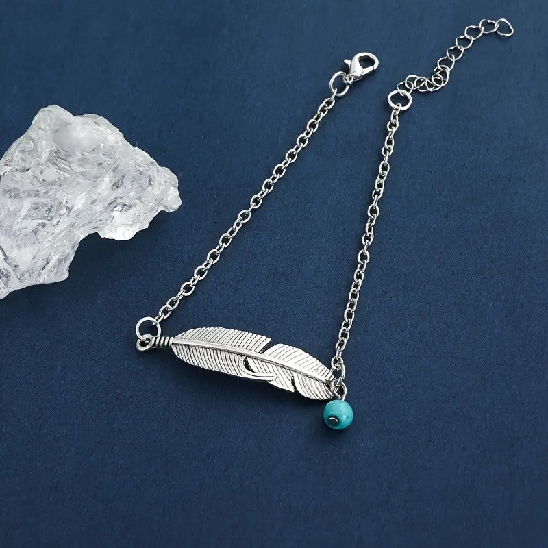Feather Turquoise Anklet