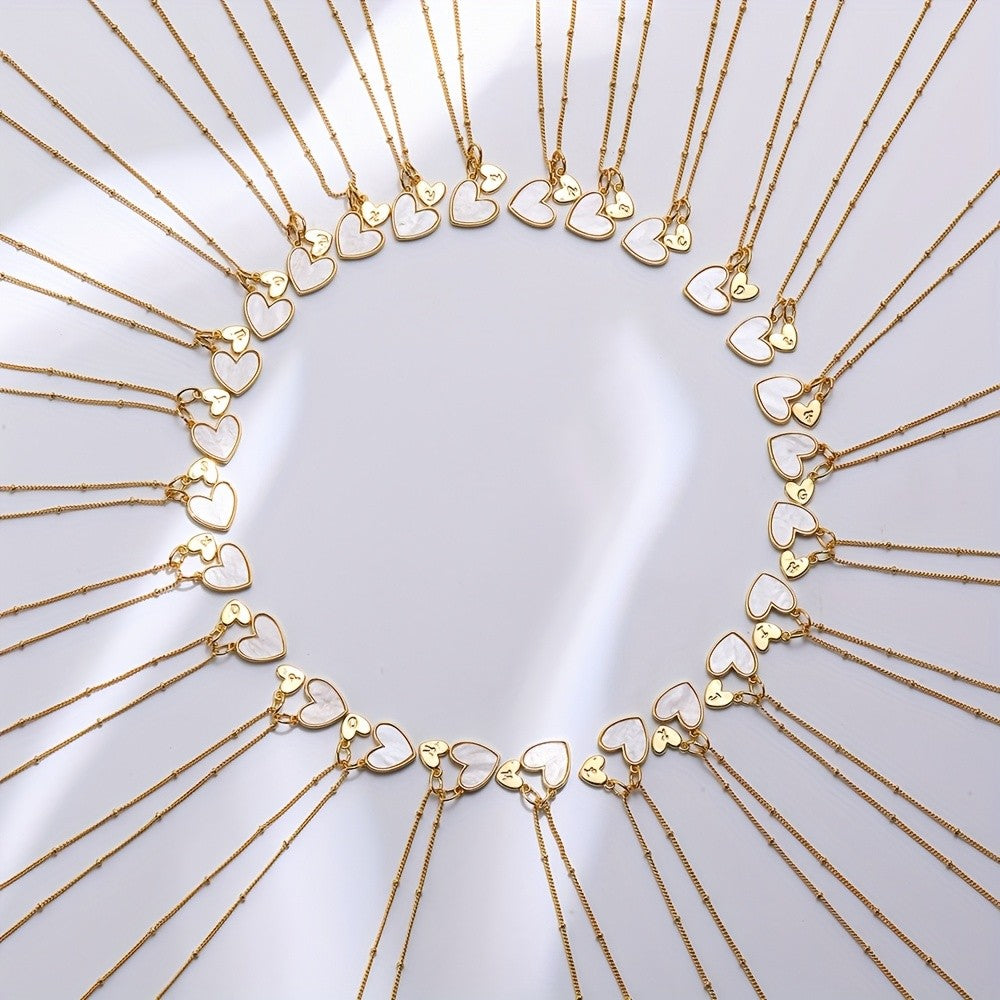 Mother-of-Pearl Heart & Initial Necklace