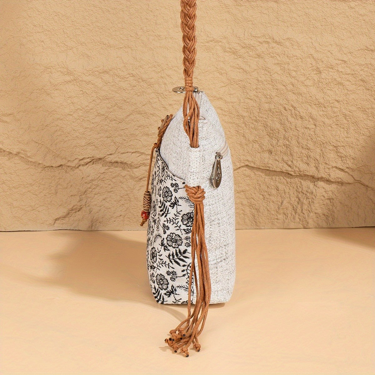 Floral Braided Crossbody Bag