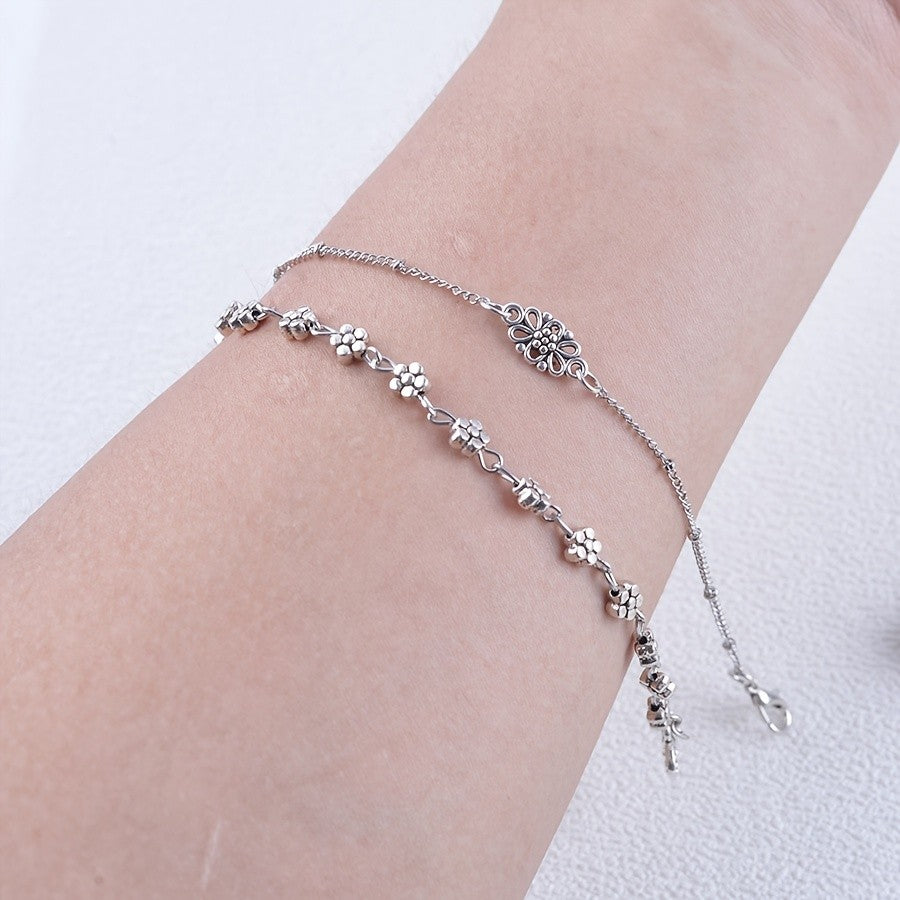 Layered Floral Anklet
