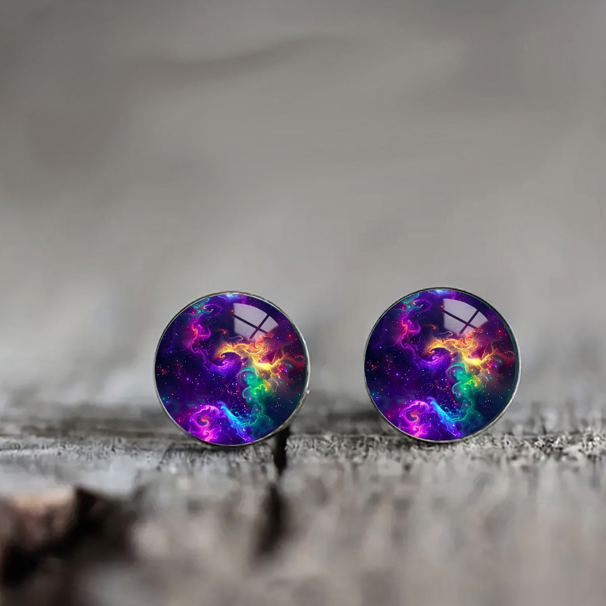 Rainbow Nebula Stud Earrings