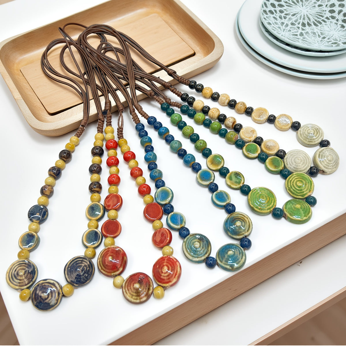 Multicolor Ceramic Bead Necklace Set