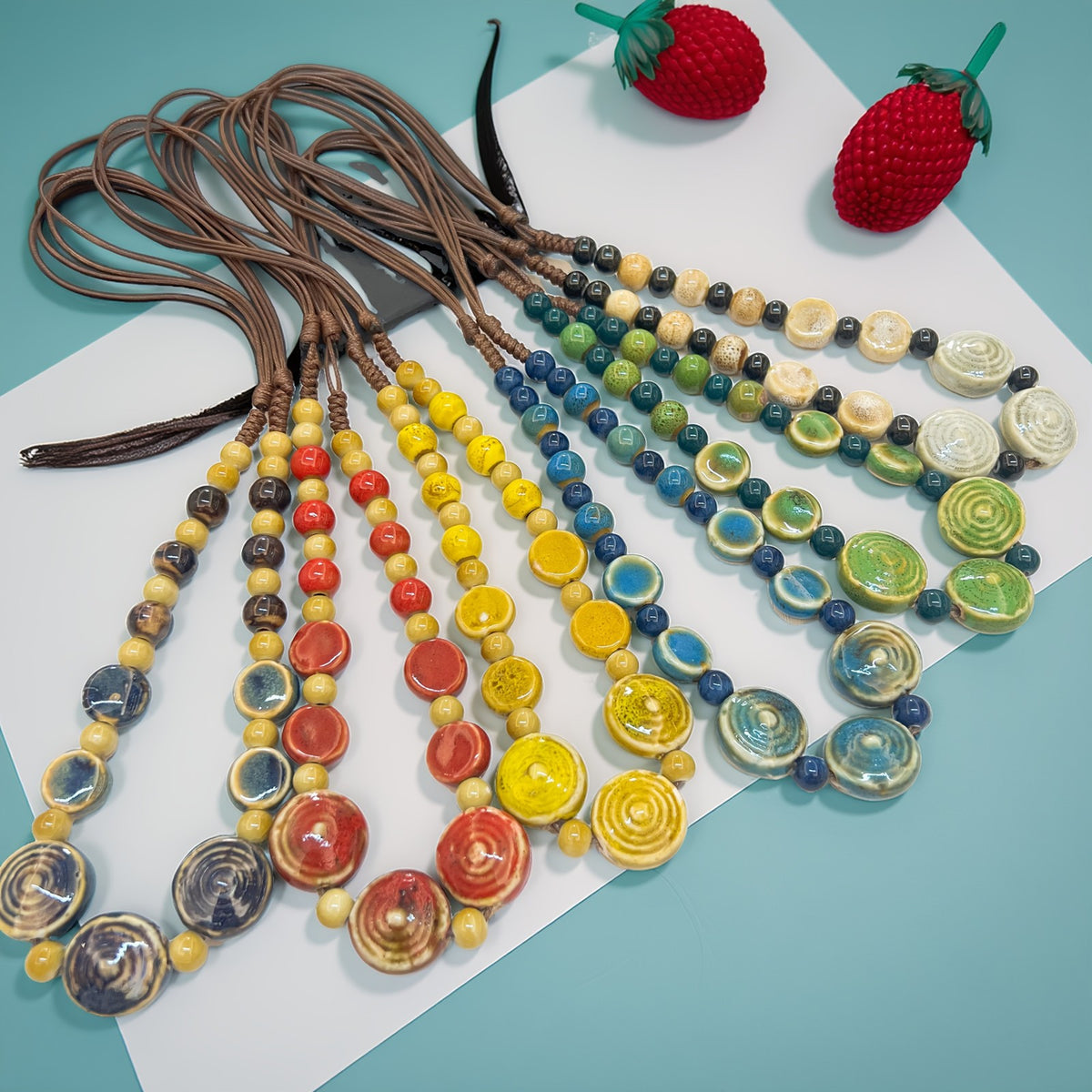 Multicolor Ceramic Bead Necklace Set