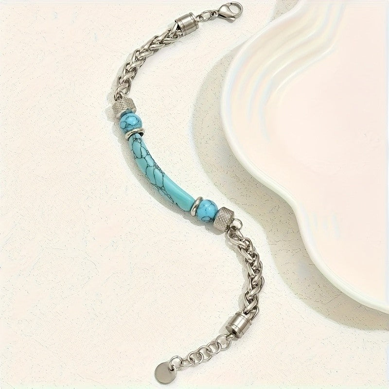 Turquoise Stone Link Bracelet