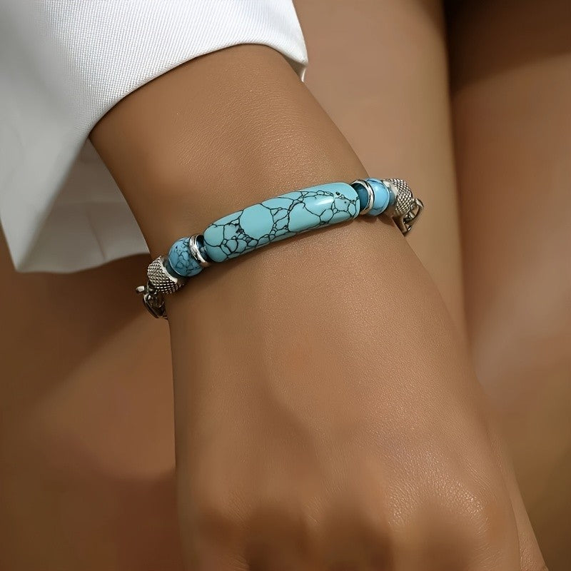 Turquoise Stone Link Bracelet