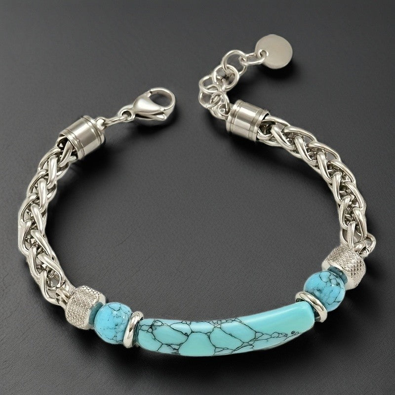 Turquoise Stone Link Bracelet