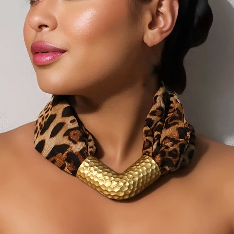 Leopard Print V-Necklace