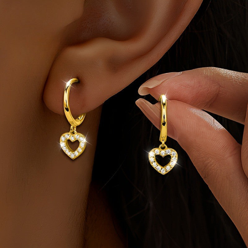 Crystal Heart Dangle Earrings