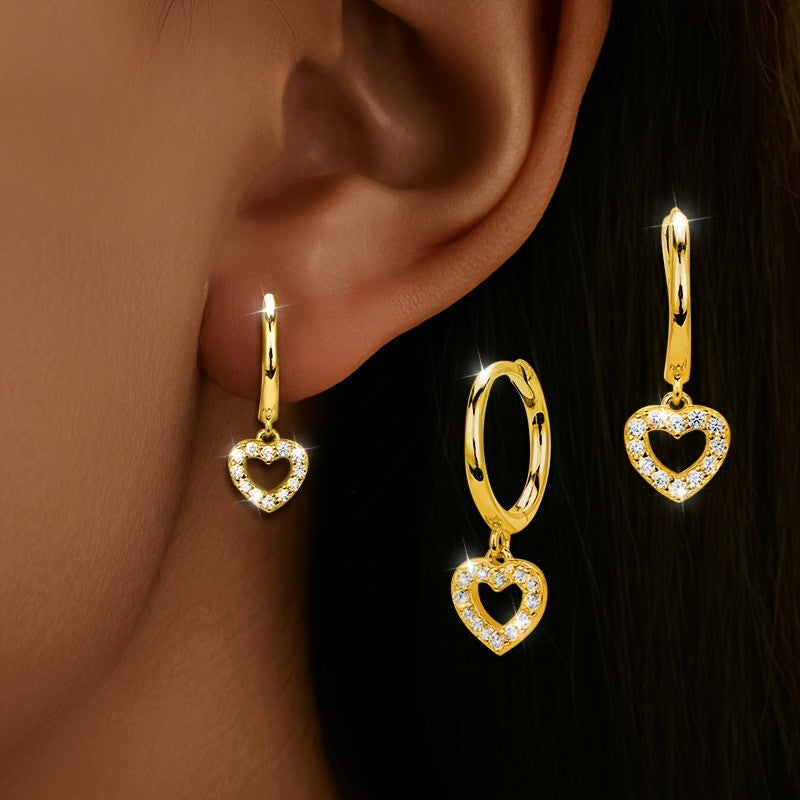 Crystal Heart Dangle Earrings
