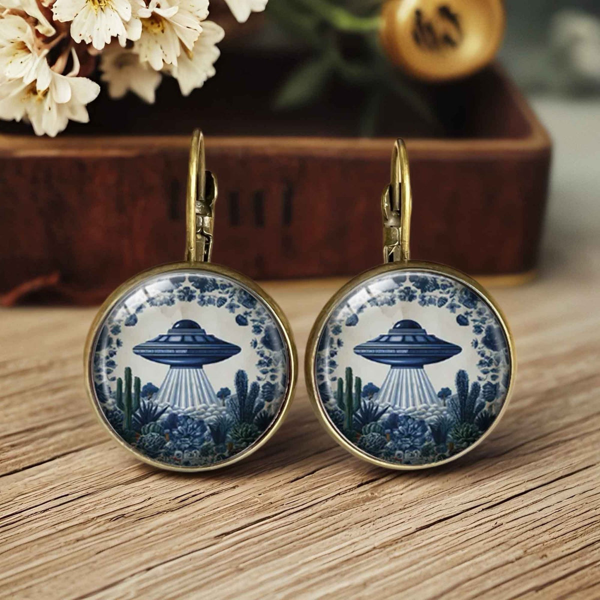 UFO Cactus Porcelain Earrings