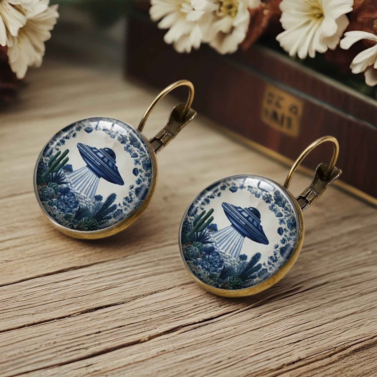UFO Cactus Porcelain Earrings