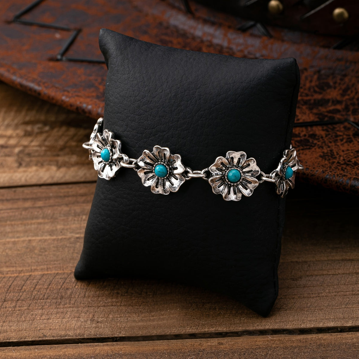 Turquoise Flower Link Bracelet