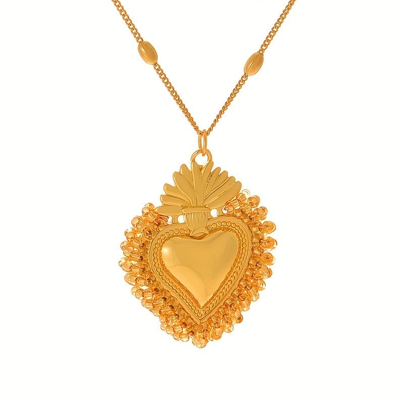 Colorful Beaded Heart Necklace
