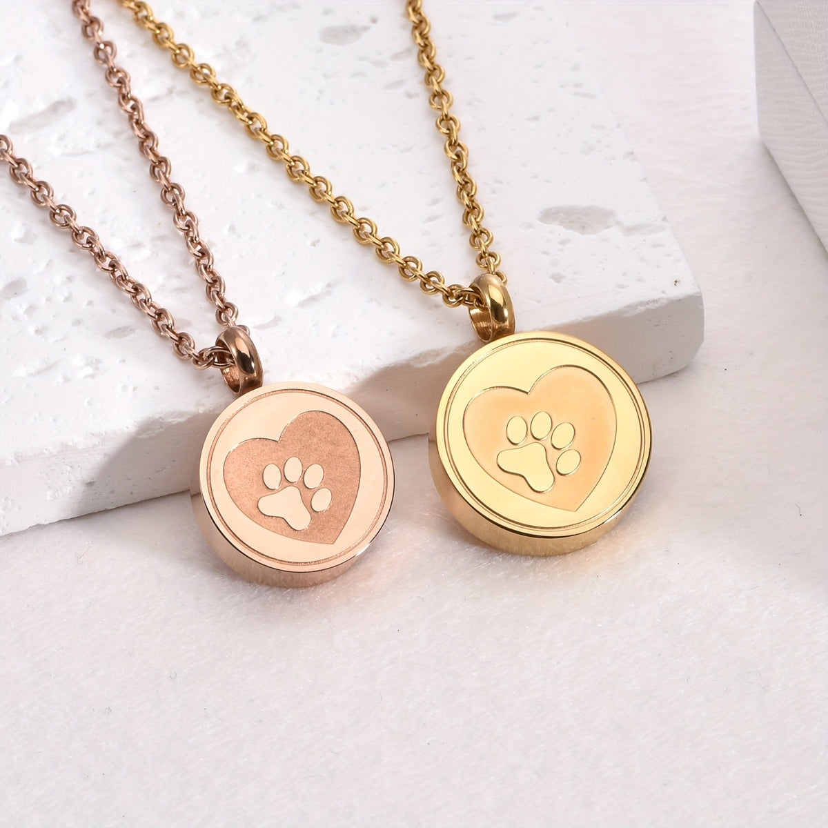 Round Paw Print Heart Urn Necklace