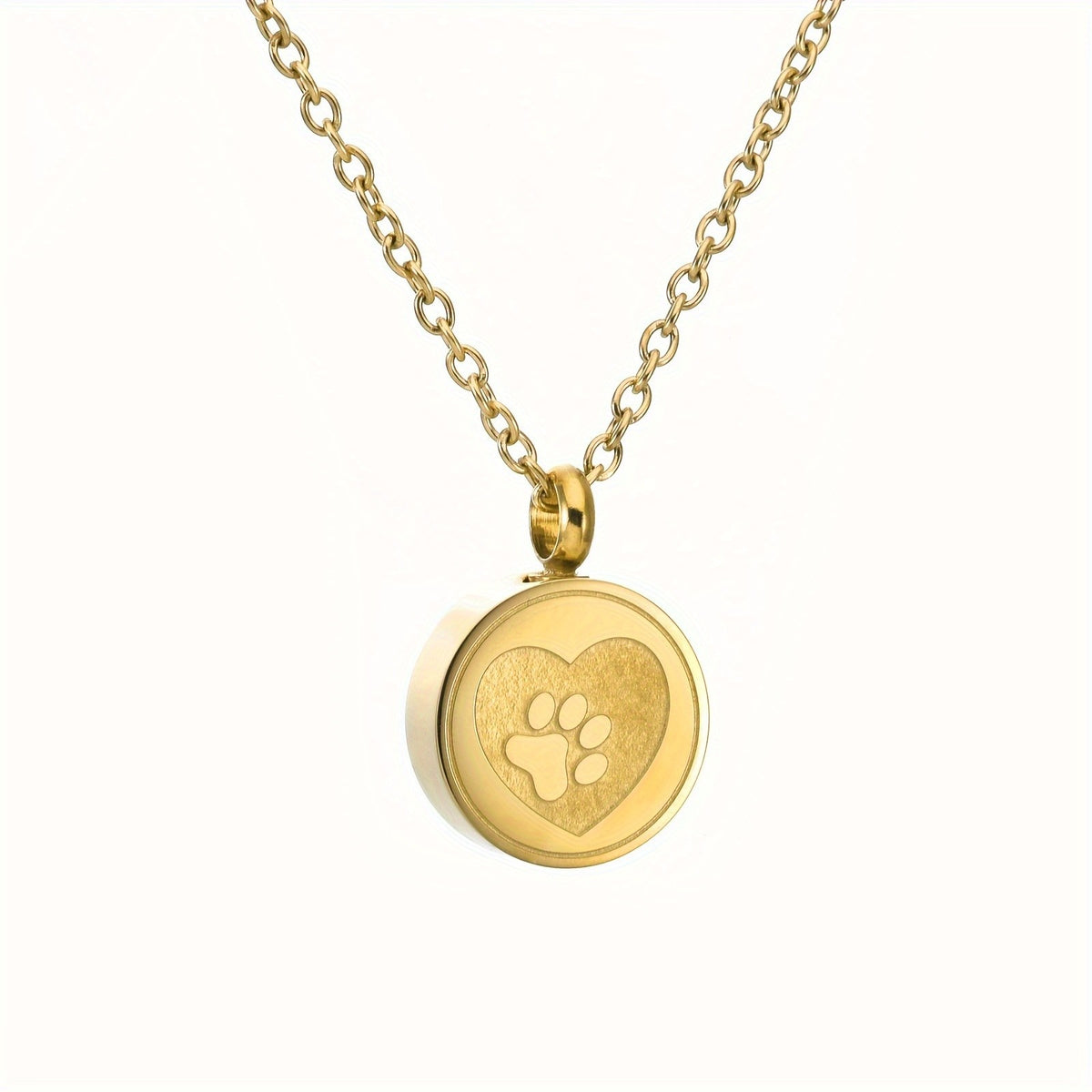 Round Paw Print Heart Urn Necklace