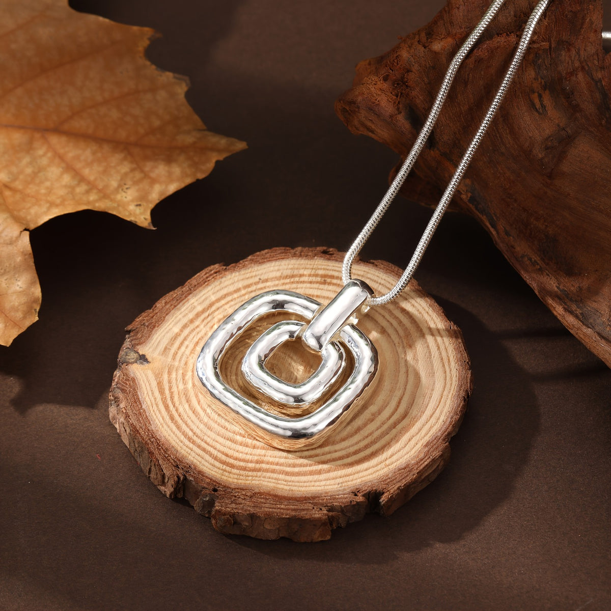 Layered Square Pendant Necklace