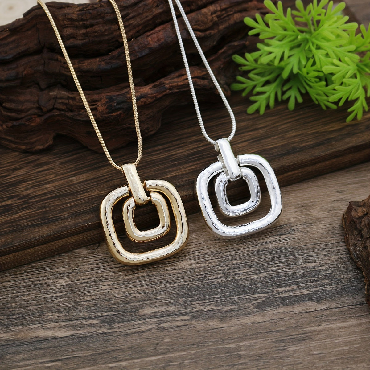 Layered Square Pendant Necklace