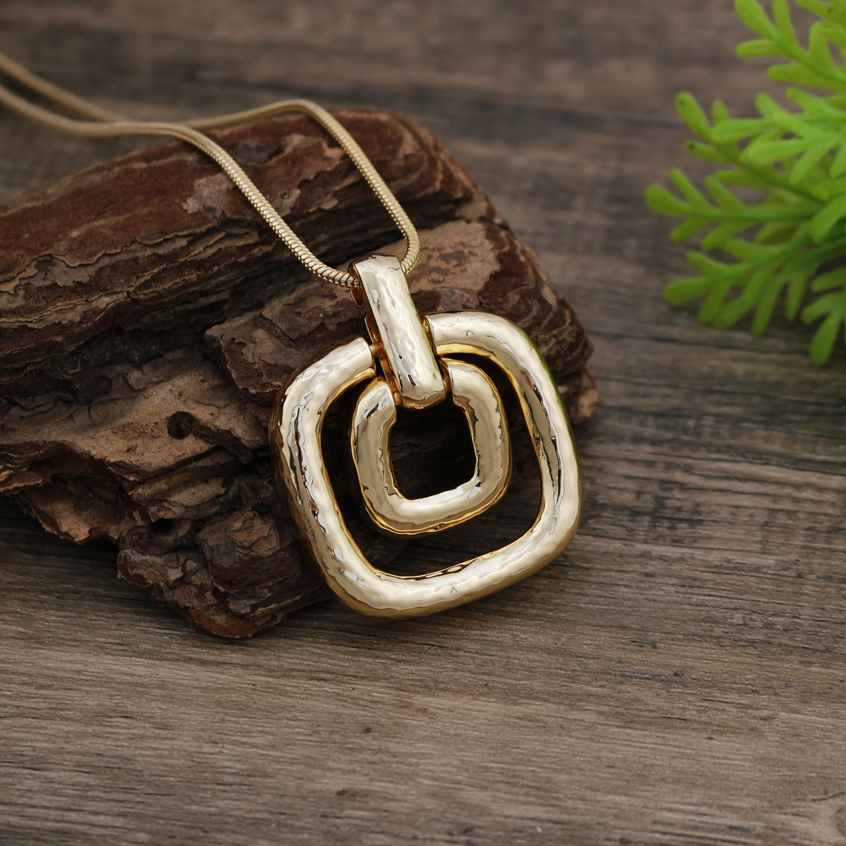 Layered Square Pendant Necklace