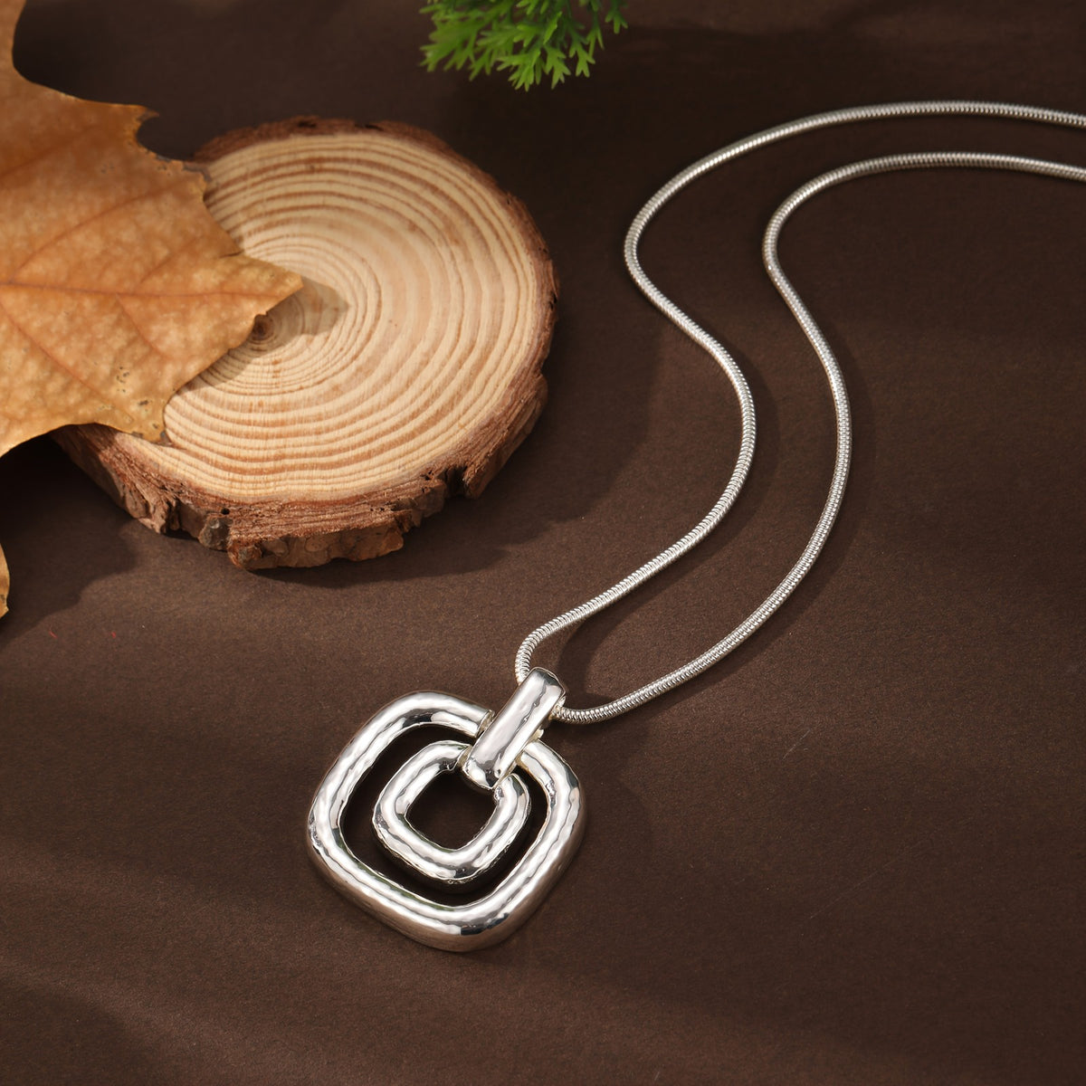 Layered Square Pendant Necklace