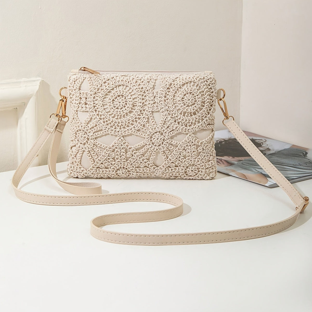 White Lace Crossbody Bag
