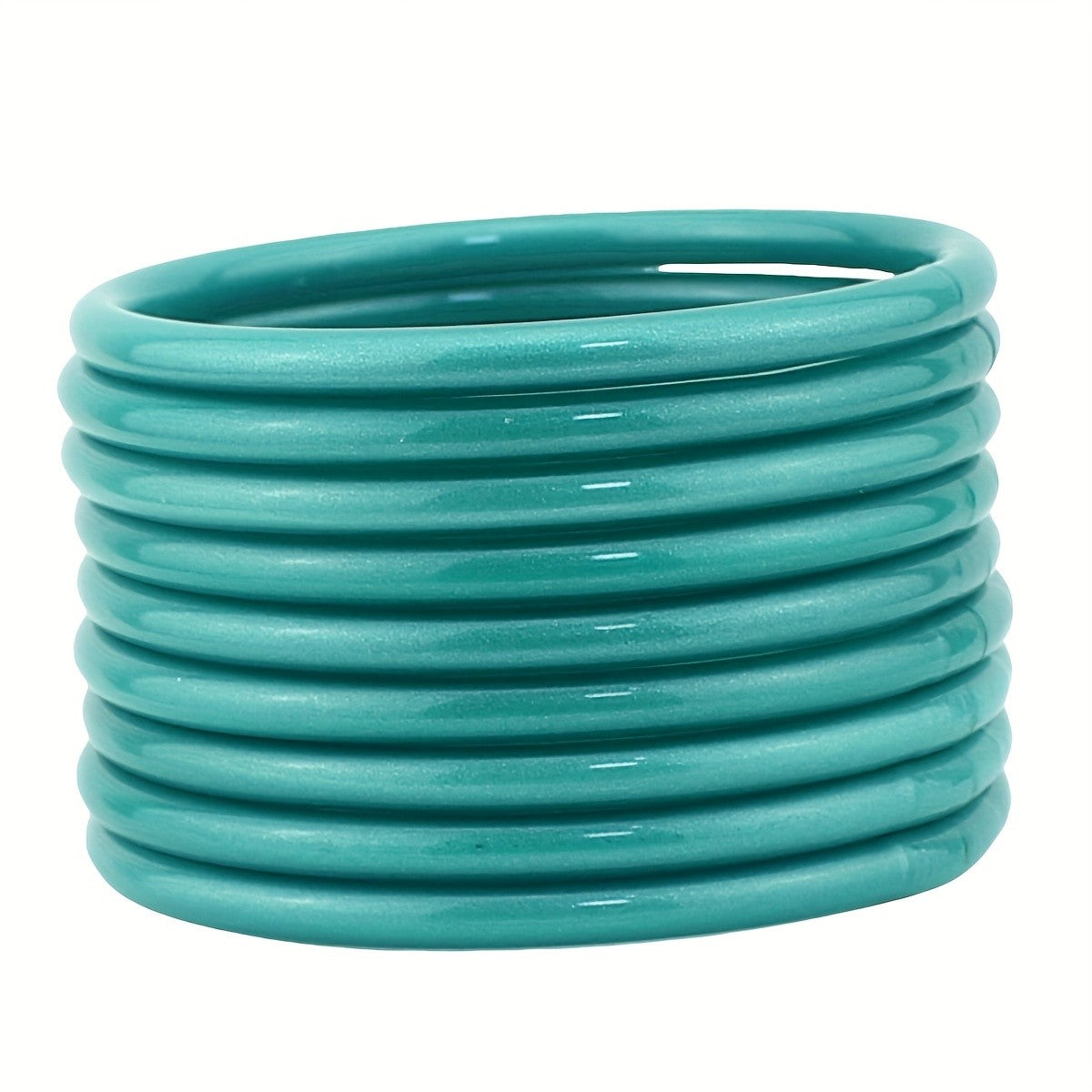 Teal Glitter Silicone Bangle Set