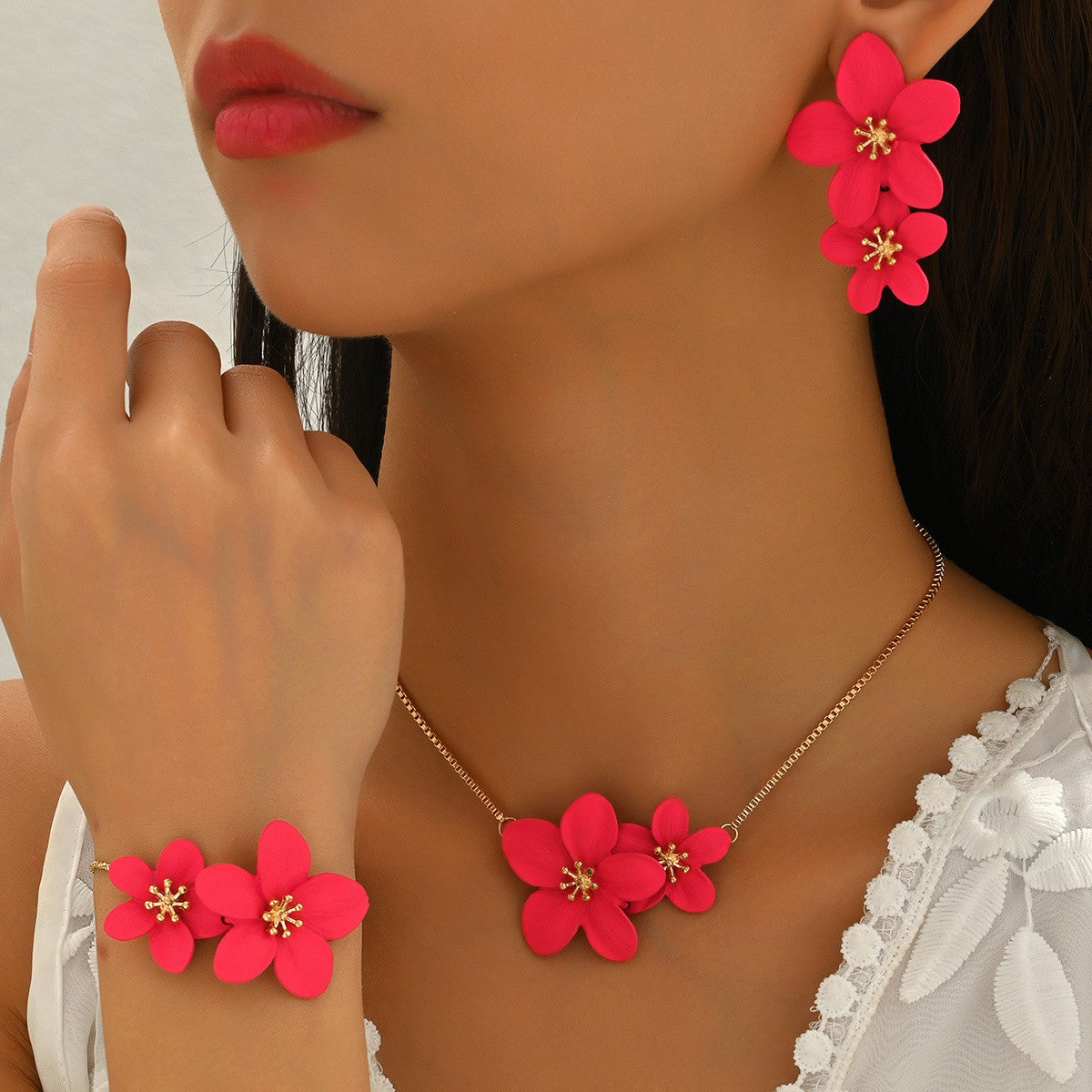 Enamel Flower Jewelry Set