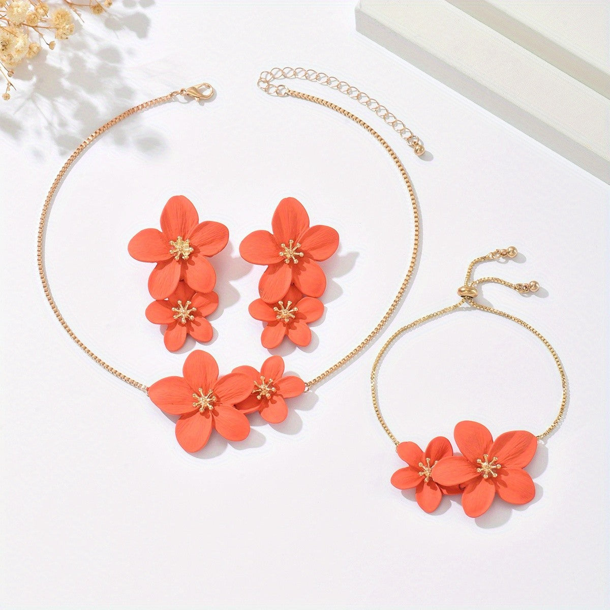 Enamel Flower Jewelry Set