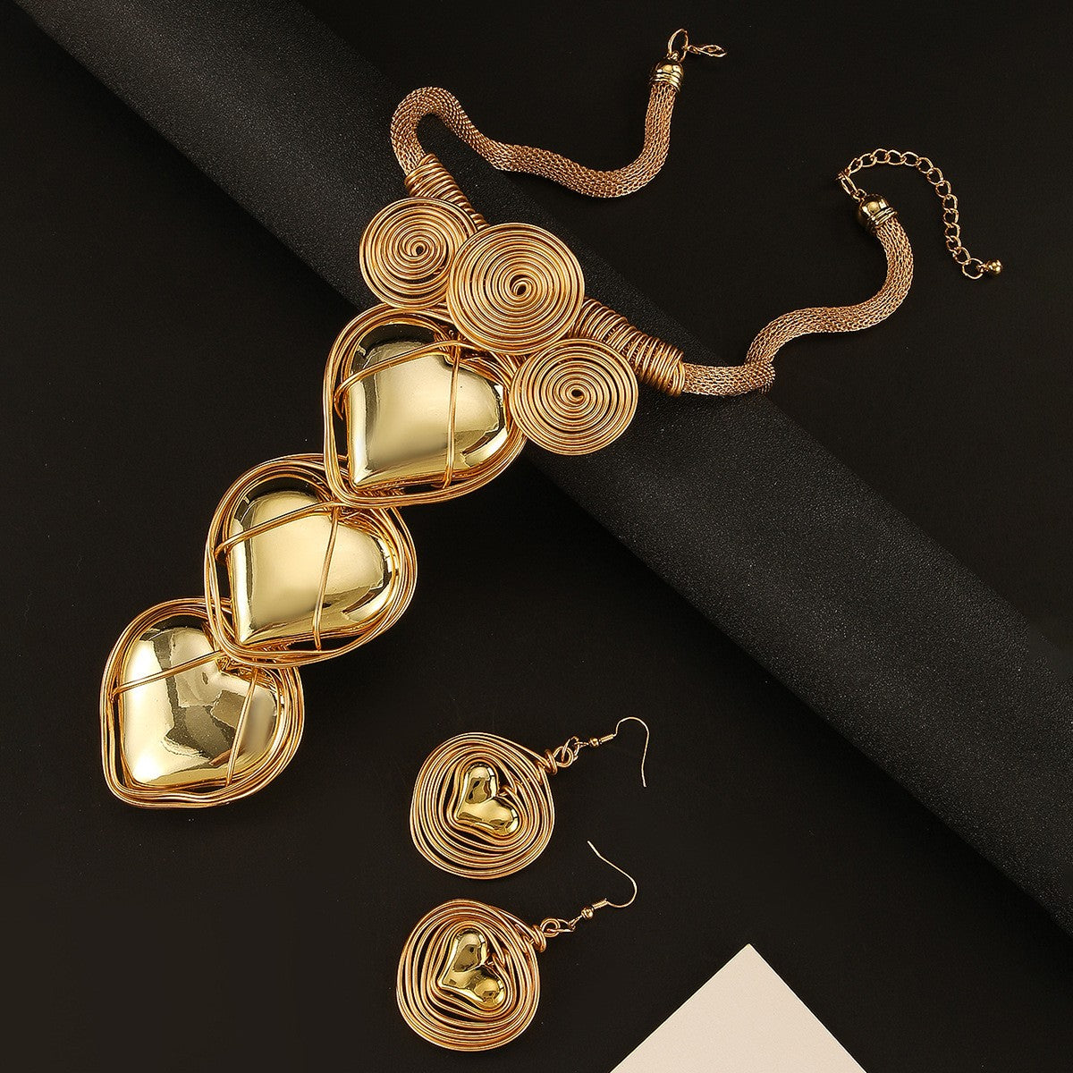 Gold-Tone Heart Coil Jewelry Set