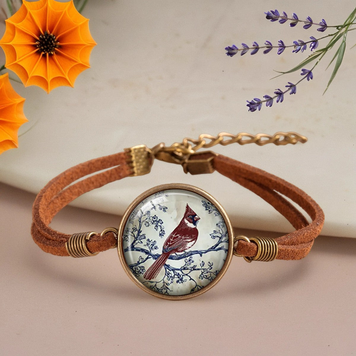 Red Bird Leather Bracelet