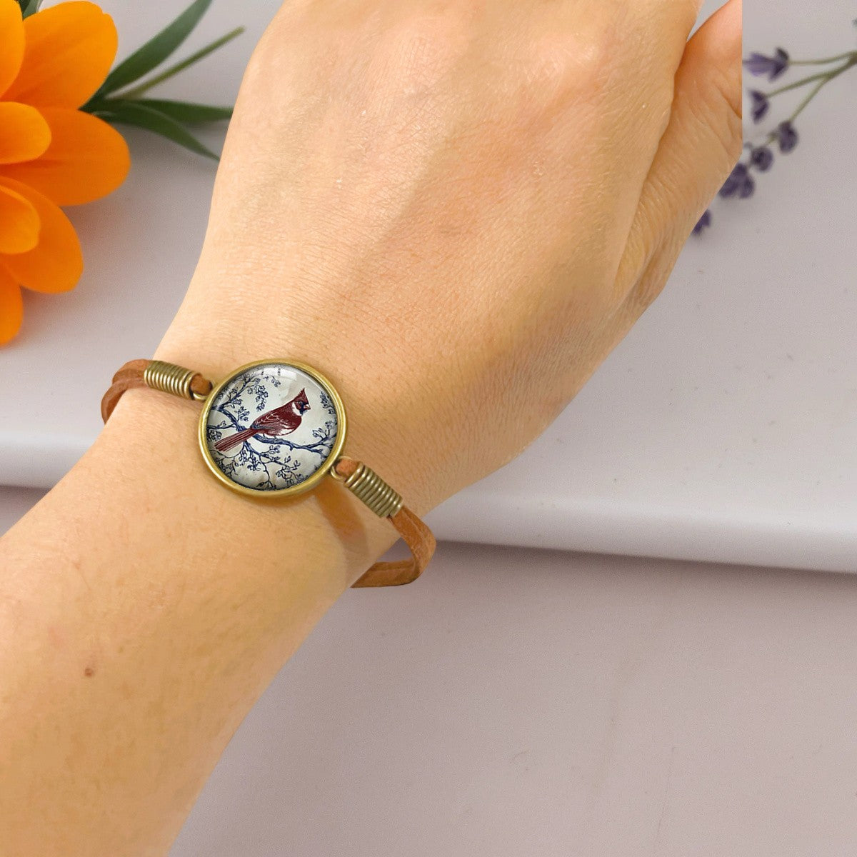 Red Bird Leather Bracelet