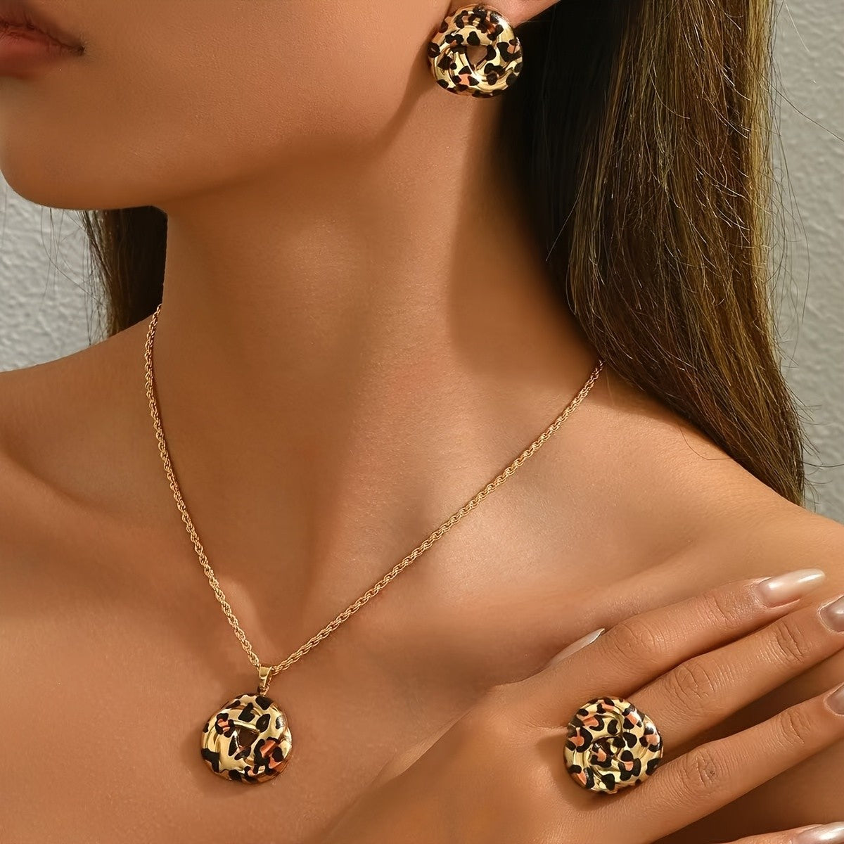 Leopard Print Circle Jewelry Set
