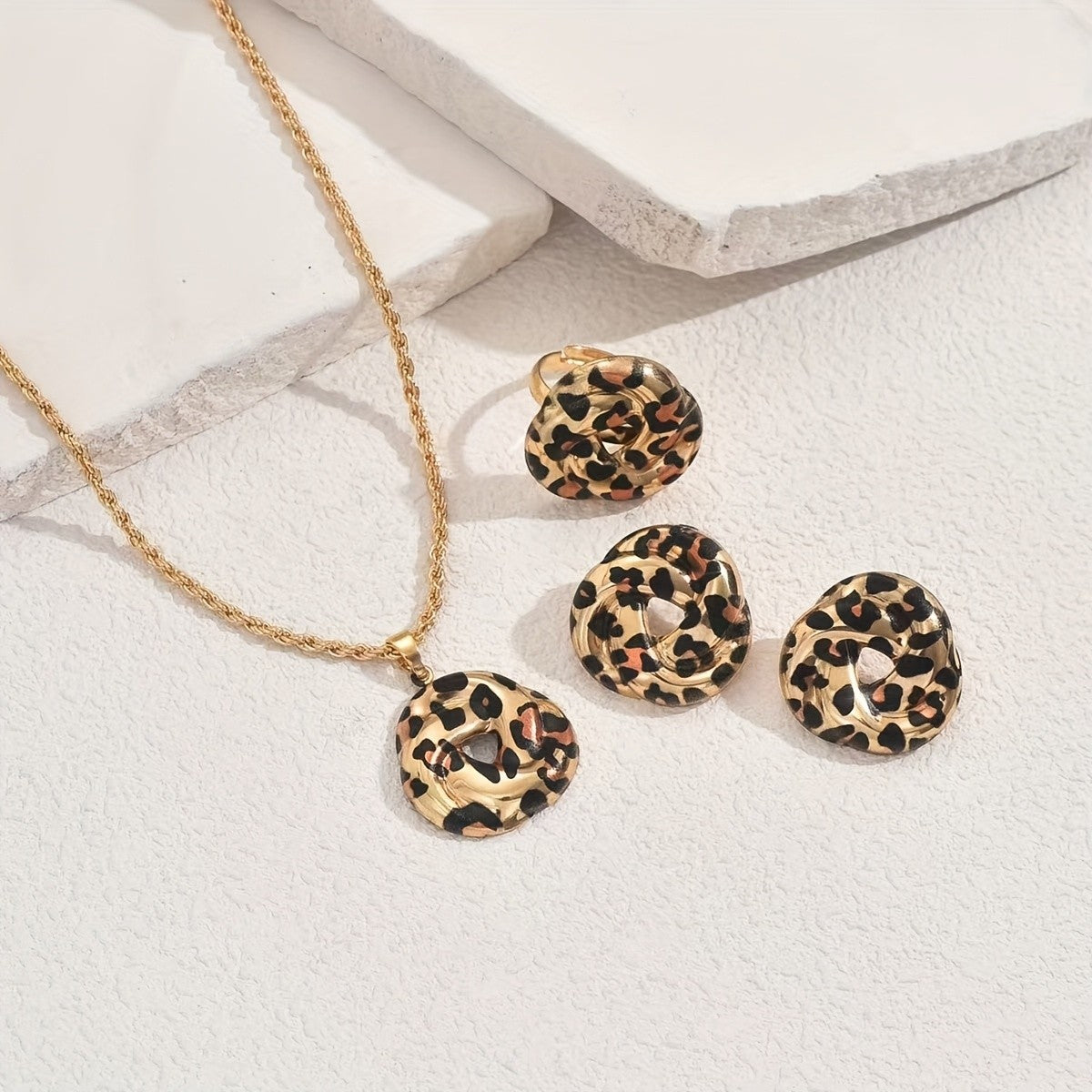 Leopard Print Circle Jewelry Set