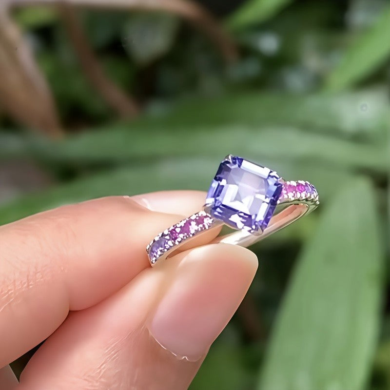 Purple Square Stone Ring