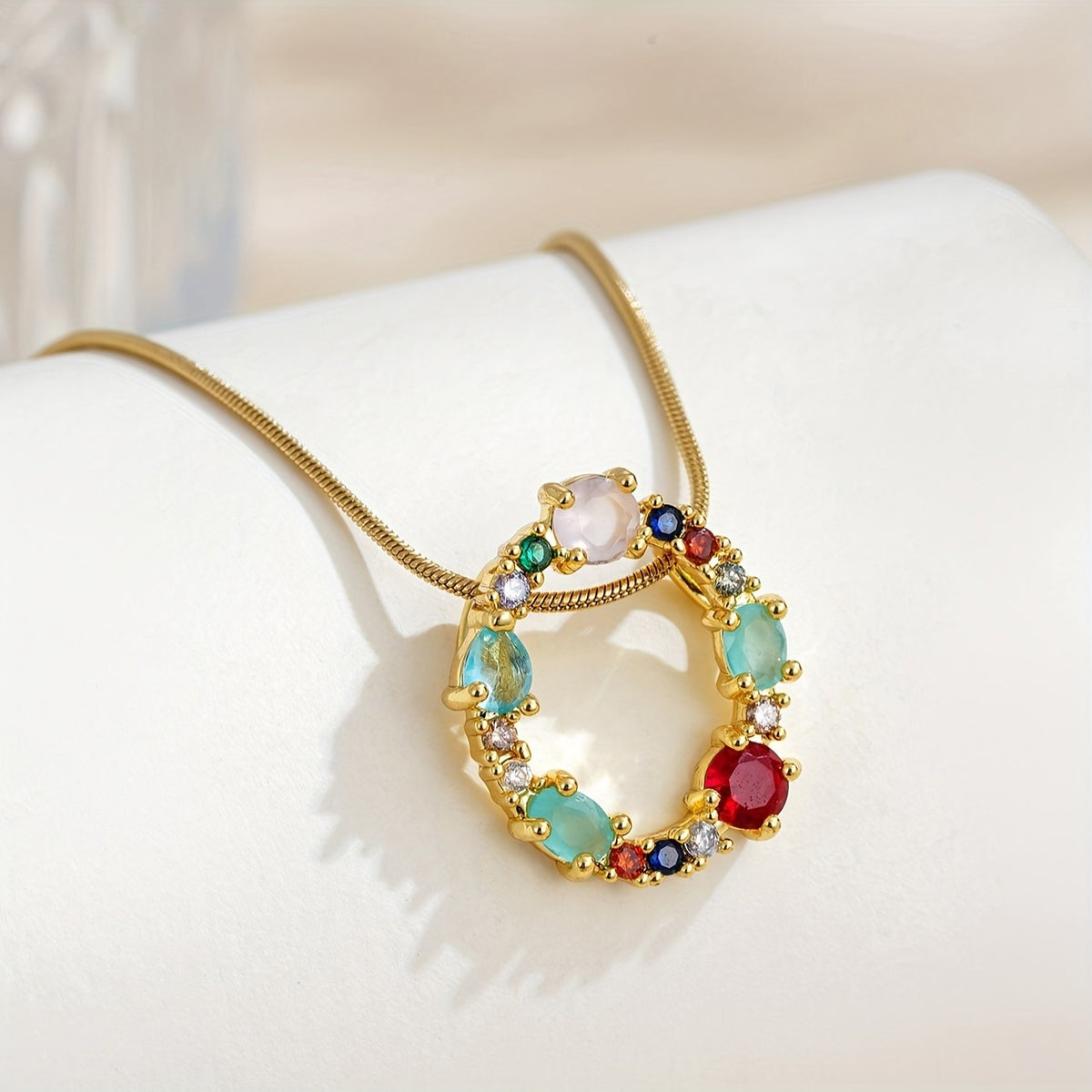 Interlocking Oval Gemstone Necklace