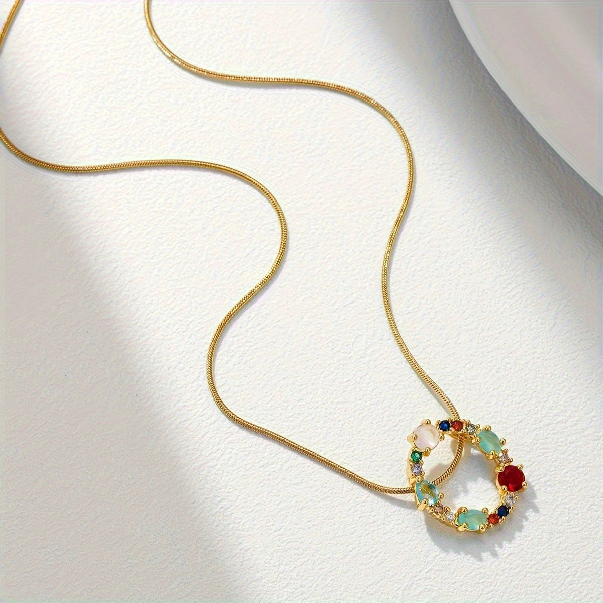 Interlocking Oval Gemstone Necklace