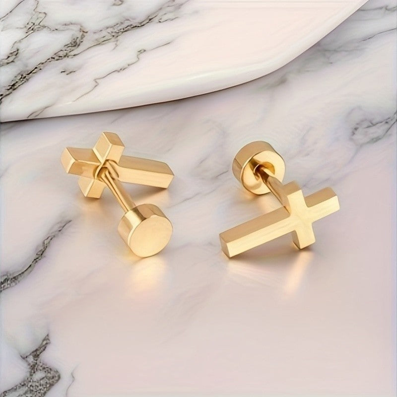 Geometric Cross Stud Earrings