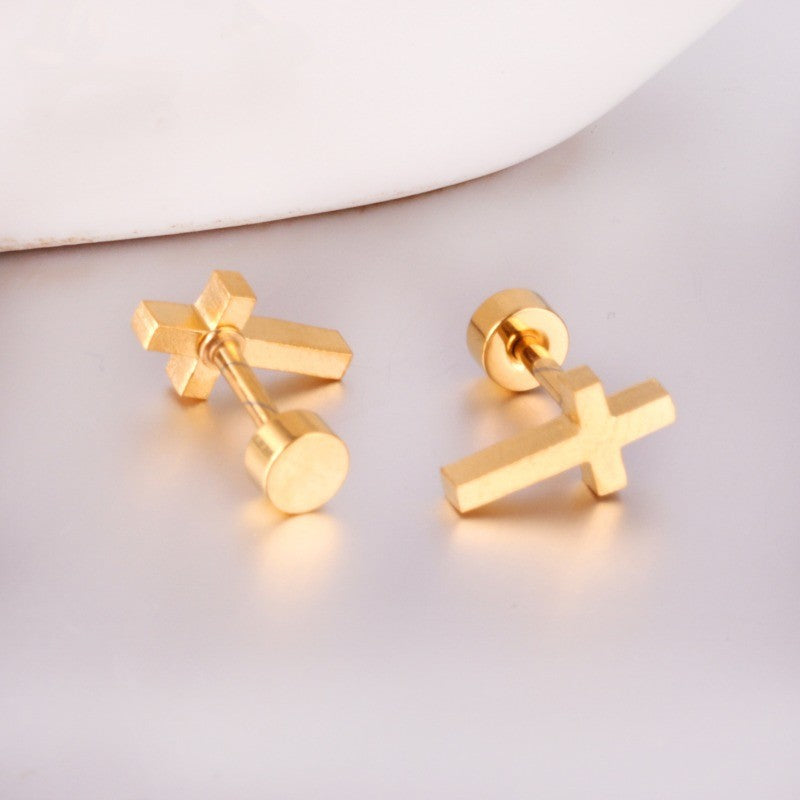 Geometric Cross Stud Earrings