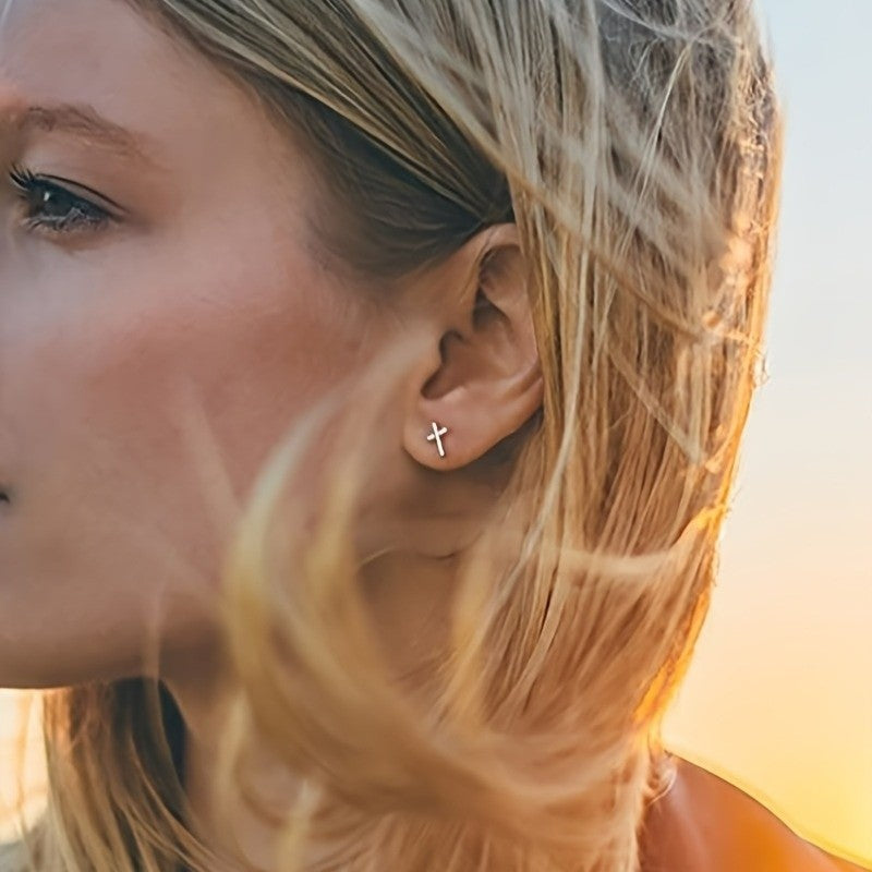 Geometric Cross Stud Earrings
