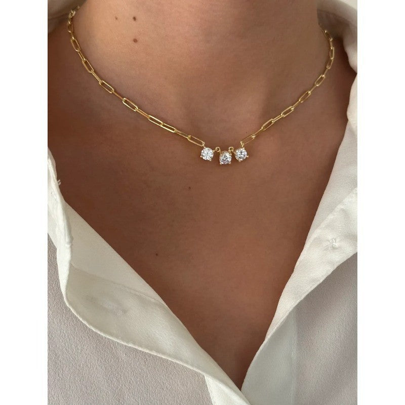 Three Stone Link Necklace