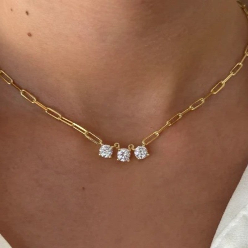 Three Stone Link Necklace