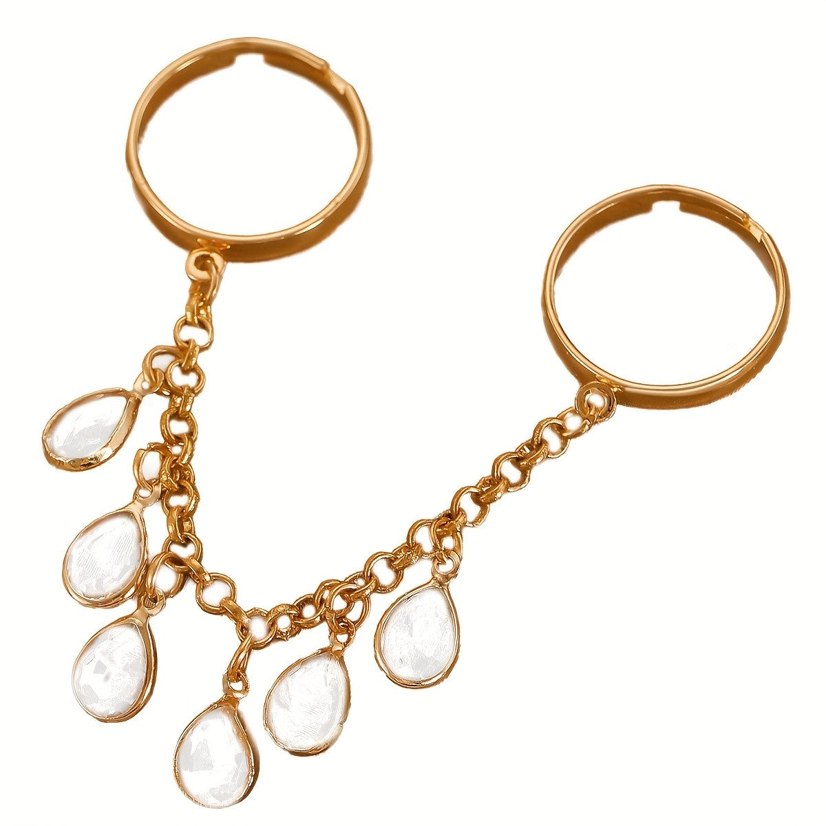 Cascading Zircon Drop Chain Ring
