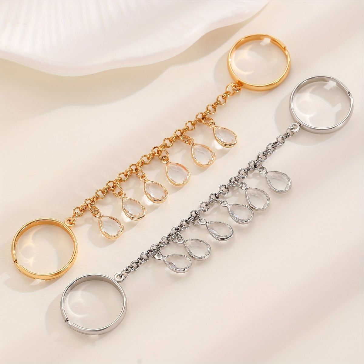 Cascading Zircon Drop Chain Ring