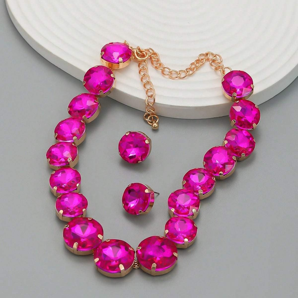Iridescent Crystal Collar Necklace Set