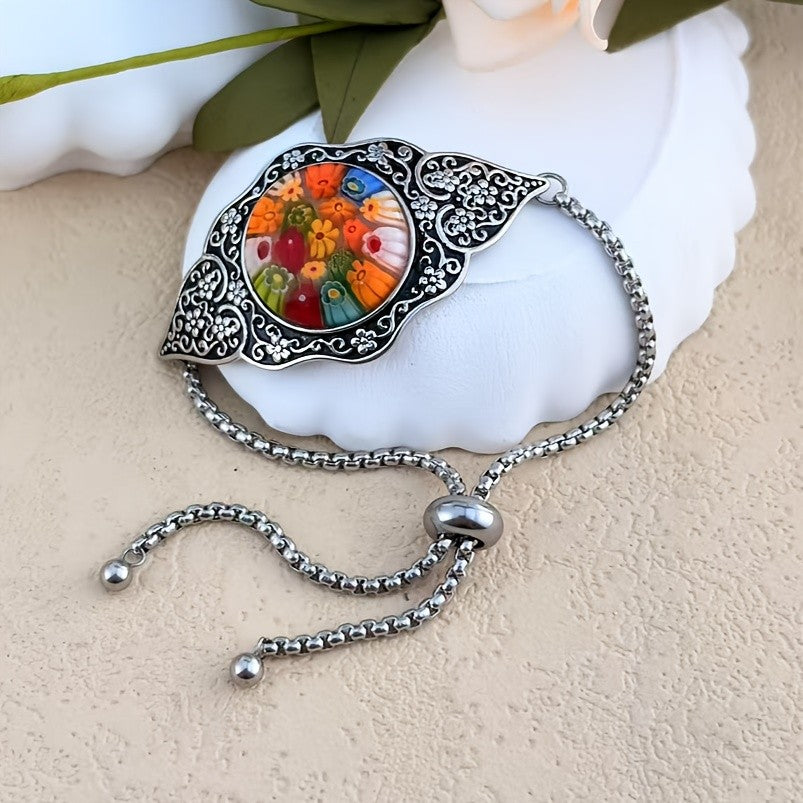 Floral Millefiori Leaf Bracelet